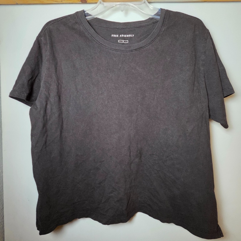 Free Assembly Women's Black Short Sleeve Top Tshirt Organic Cotton Size L Basic